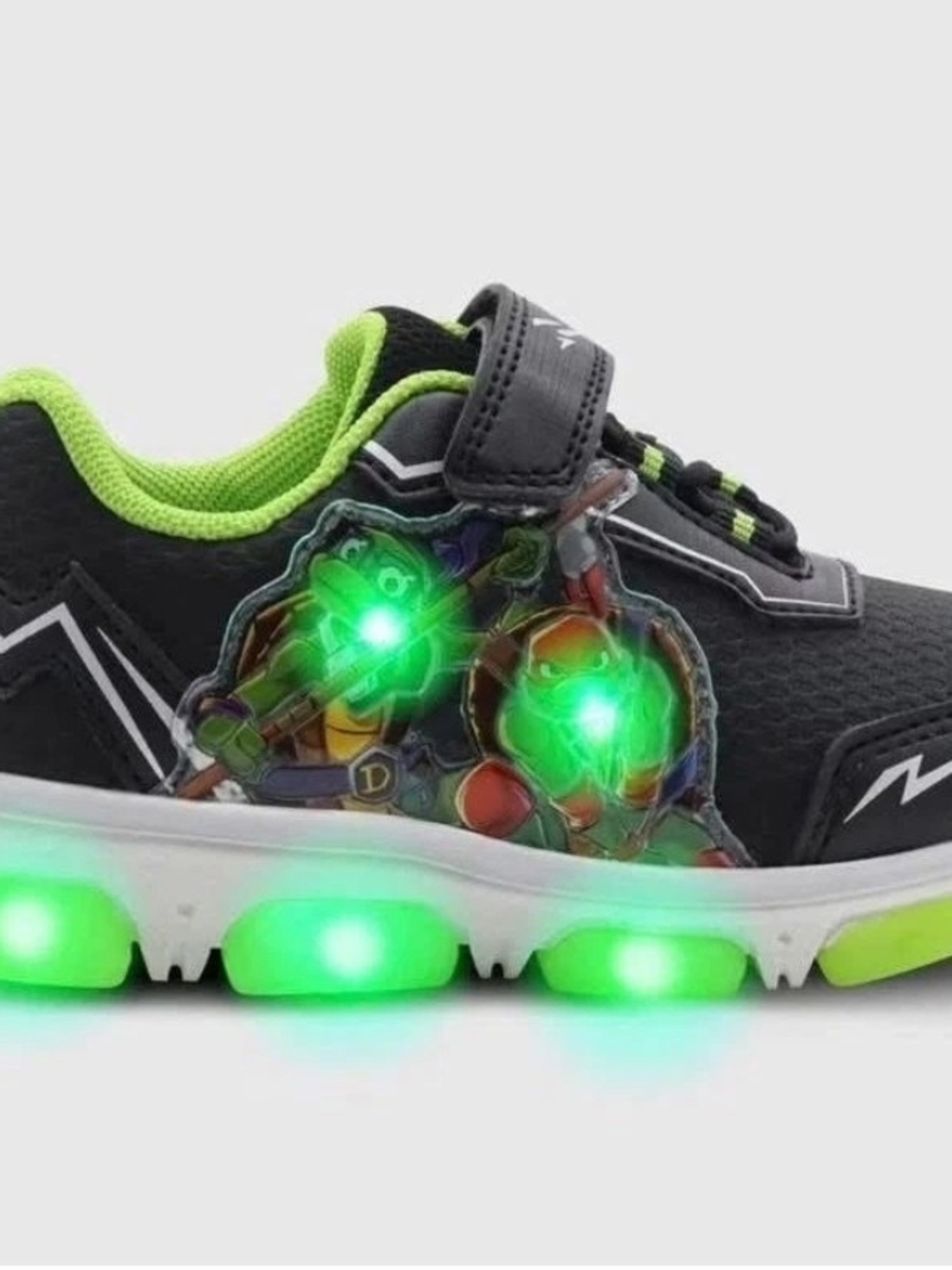 Kids Light-Up Ninja Turtle Sneakers - Black & Green Size 6